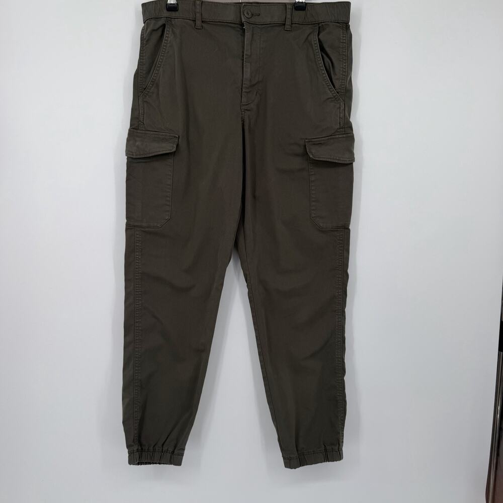 Uniqlo Cargo Jogger Pants Mens Size M Drawstring Tapered Leg Stretch Army Green